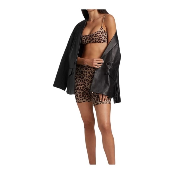 NEW We Wore What Cami Bra Crop Top Chain Straps Brushed Leopard Print - Picture 7 of 8